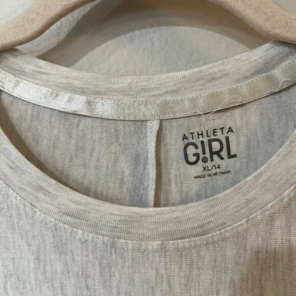 Athleta Girl Lightweight Grey Mesh Pullover Crewneck Long Sleeve T-Shirt Size XL - Picture 3 of 4